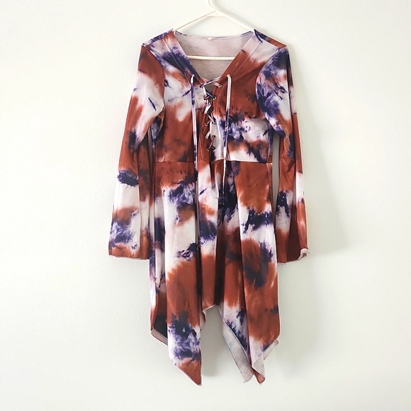 Dresses & Skirts - Tie-Dye Long Sleeve Light Weight Dress Women's L